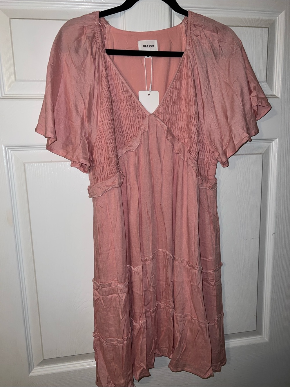 Meyson Blush Pink Flutter Sleeve Dress